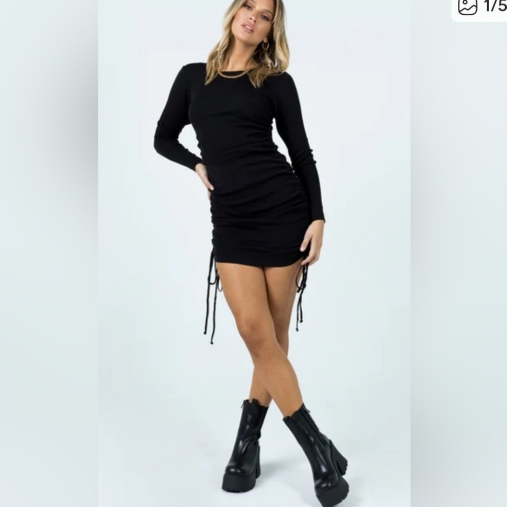 Lioness Knit black military minds long sleeve mini dress size Large
